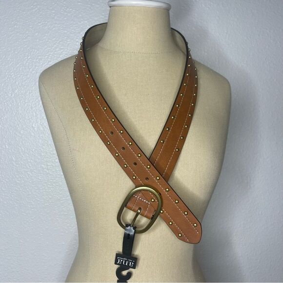 a.n.a Accessories - A New Approach Boho Brown Belt Studded Gold Hardware Size Small